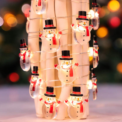 Silverstro Snowman Christmas String Lights for Bedroom 10 Ft 30 LED USB & Battery Powered Fairy Lights with Remote - Kid's Room Kitchen Party Xmas Holiday Decor
