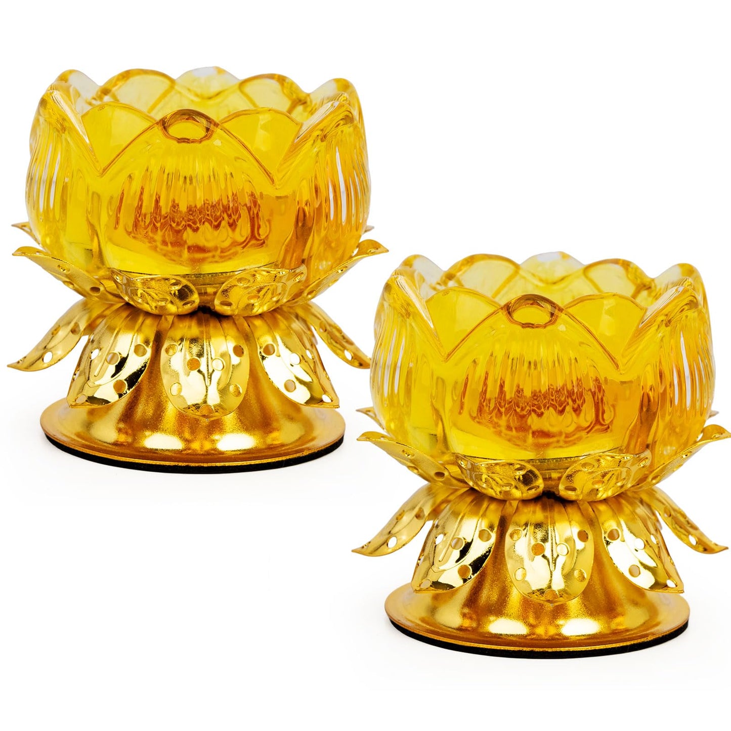 Awexilup 2 PCS Lotus Candle Holder, Gold Tealight Candlestick for Table Centerpiece Wedding Party Ornament, Indian Diyas Oil Lamps for Diwali Pooja Ghee, Buddha Temple Home Decor