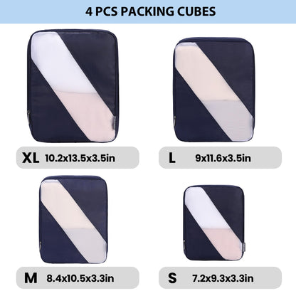 PFEYRPK Travel Packing Cubes, Compression Organizer Set of 4, Lightweight Storage for Suitcase, Vacation, Business Trips (Black)