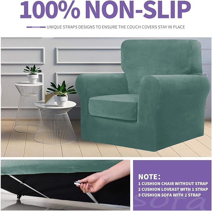 ZNSAYOTX Luxury Velvet Chair Slipcovers