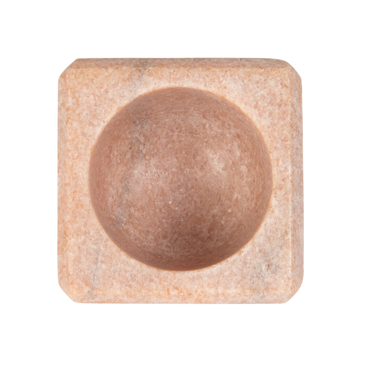 Creative Co-Op Square Marble Bowl with Stainless Steel Spoon, Pink