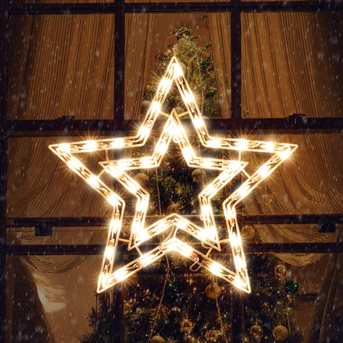 XMASLAND 14 Inch Christmas Window Silhouette Lights Decorations, 50L Christmas Sculpture,Including:Starx1