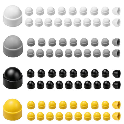 160 Pcs M8 Hex Nut Protection Caps, M8x13x16mm Plastic Bolt Covers, Dome Acorn Guards, Decorative Protective Caps, White Black Gray Yellow