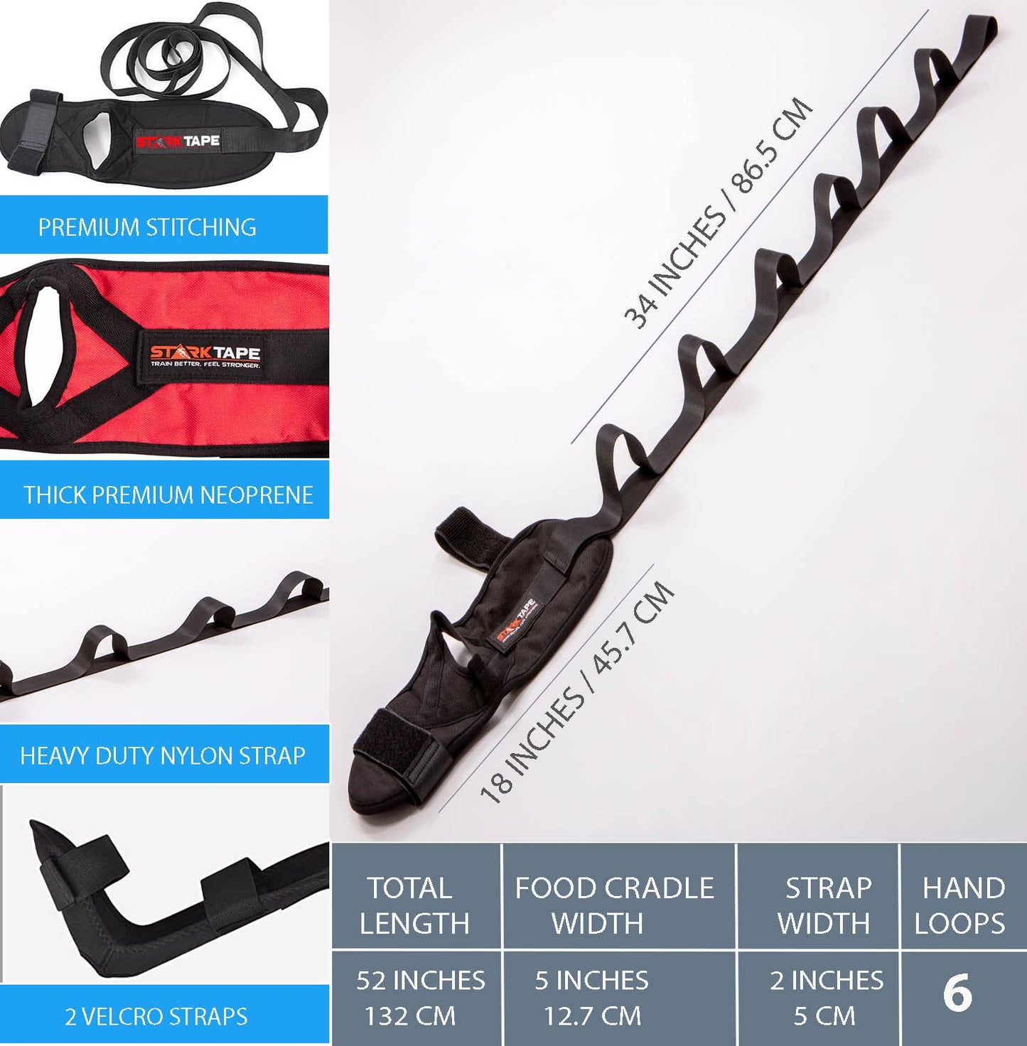 Starktape Foot and Leg Stretcher. Stretching Strap Loops for Plantar Fasciitis, Heel Spurs, Foot Drop, Hamstring, Quads. Improve Strength, Stretches, Achilles Tendonitis Stretch and Calf Pain Relief