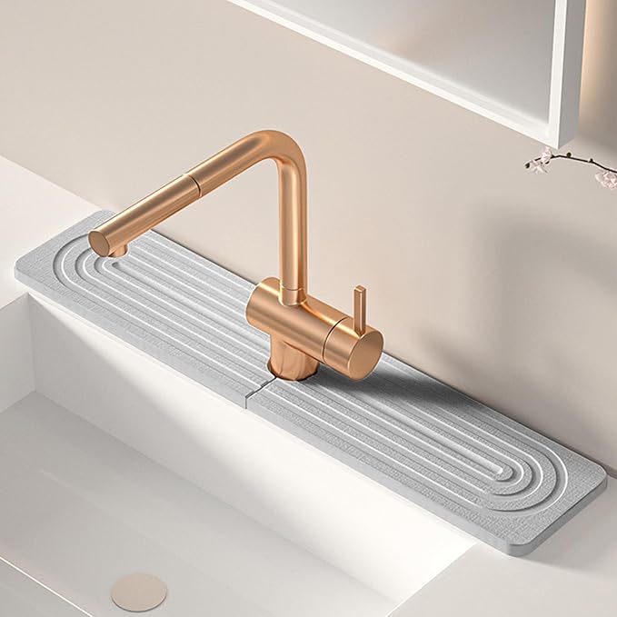 Kitchen Sink Faucet Mat, Diatomaceous Earth Quick Dry Sink Splashback Drying Mat