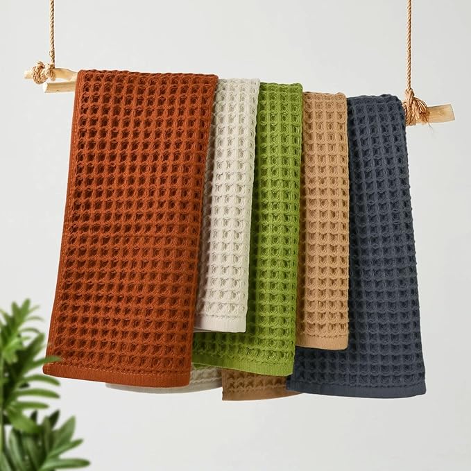 Jacquotha Waffle Hand Towel Set – Cotton Soft Lint-Free Quick Drying Towels