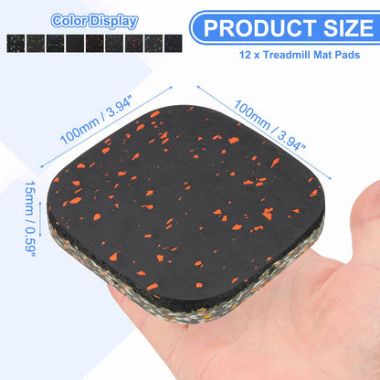 PATIKIL 12 Pcs Treadmill Mat Pads, 4x4x0.6 High Density Foam Anti Vibration Pad Sound Proof Floor Mat Exercise Equipment Mat for Carpet Protect Noise Reduction Home Gym, Orange