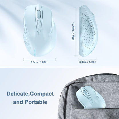TECKNET Wireless Mouse, 2.4G Ergonomic Optical Mouse, Computer Mouse for Laptop, PC, Computer, Chromebook, Notebook, 6 Buttons, 24 Months Battery Life, 2600 DPI, 5 Adjustment Levels
