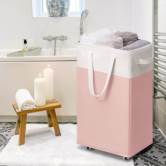 Goodpick Laundry Basket with Wheels 2-Pack, 75L Tall Clothes Hamper, Large