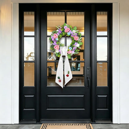 LITURTOO 4 Pcs Scalloped Wreath Sash for Front Door, 59 x 4 Inch White Wreath Ribbons for Monogram Embroidery, Garland, Wedding Arch, Bridal Shower, Baby Shower, Christmas, Farmhouse Porch Decor