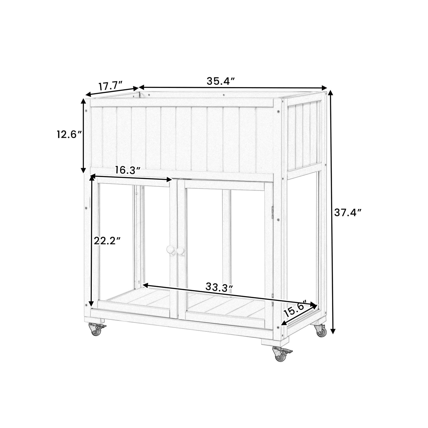 Merax 35.4''x17.7''x37.4'' Raised Garden Bed, Compact 2 Doors Garden Greenhouse with Wheels, Mini Wood Cold Frame Planter Box Stand for Backyard, Patio, Balcony w/Bed Liner,Black
