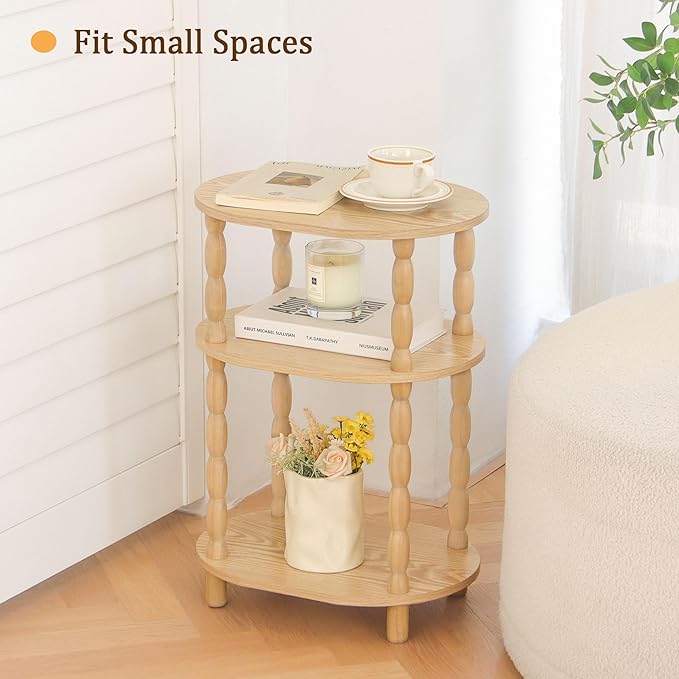 MaxSmeo End Table with Charging Station, Small Oval Side Table
