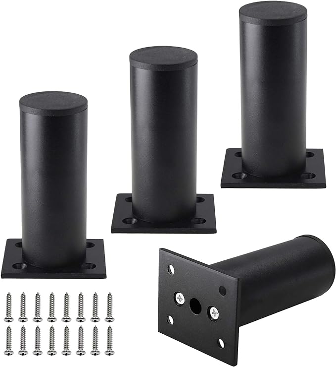 Set of 4 Furniture Legs 4 Inch, Adjustable Aluminum Alloy Cabinet Legs