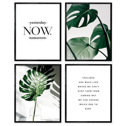 Botanical Prints Poster Wall Decor, Motivational Wall Art Prints Poster, 11x14 Canvas Prints Unframed Set of 4, Plant Posters Aesthetic for Bedroom