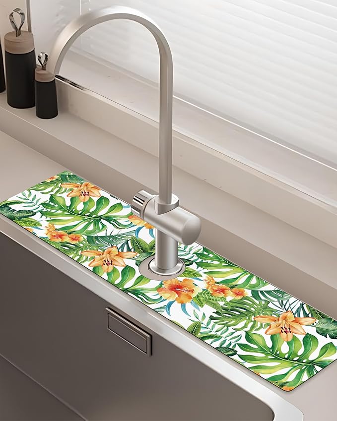 Patterned Sink Faucet Mat Kitchen Splash Guard Super Absorbent Drying Mat