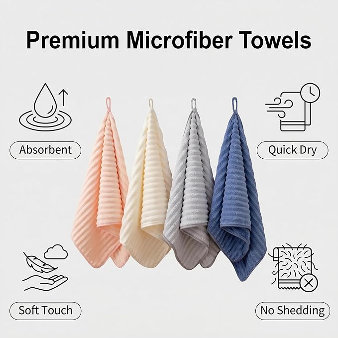4PCS Microfiber Hand Towels for Bathroom Christmas Decorations Quick Dry Small