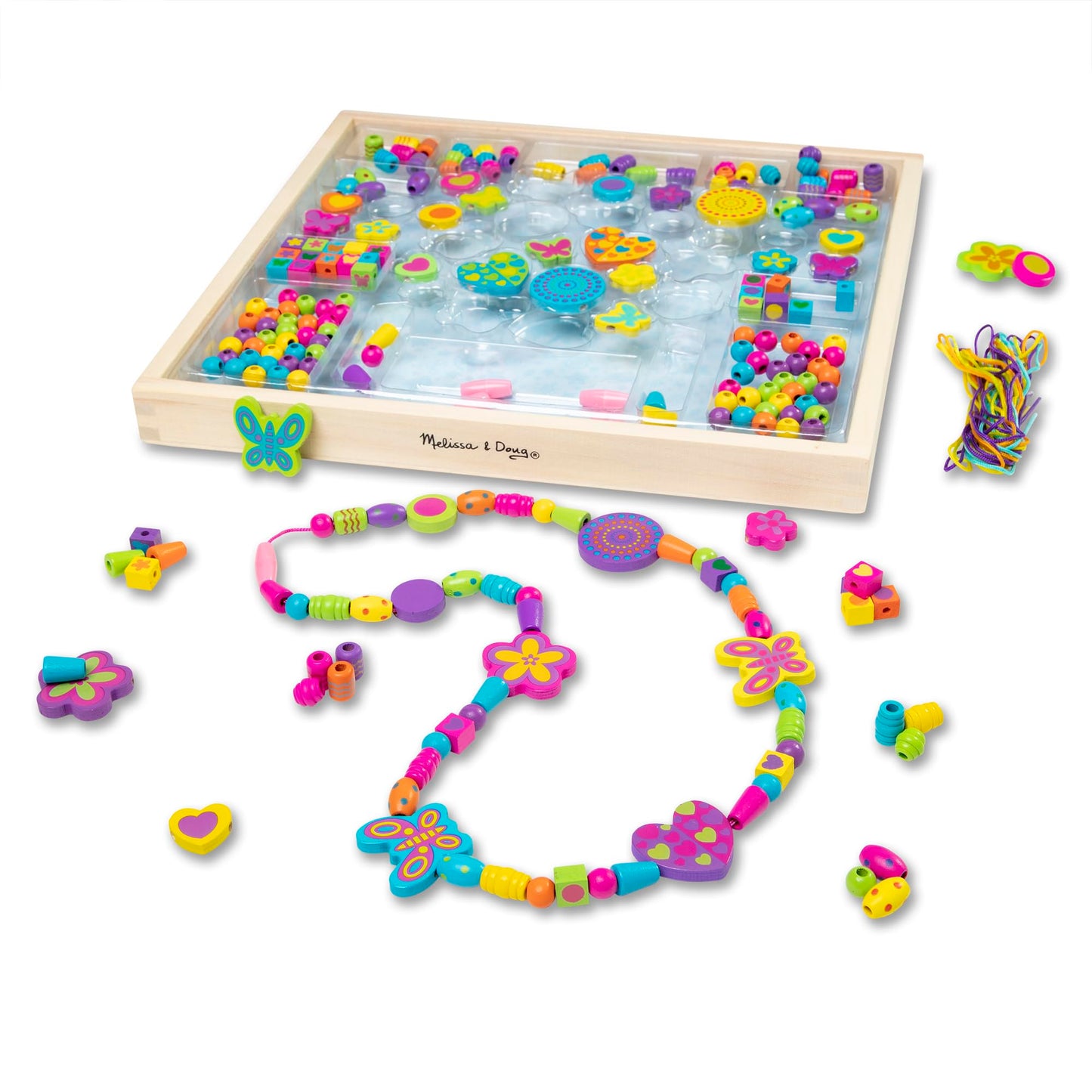 Melissa & Doug Bead Bouquet Necklace Making Kit | Wooden Beads for Jewellery Making Kit | Arts and Crafts for Kids Age 6 | Friendship Bracelet Making Kit for Girls or Boys