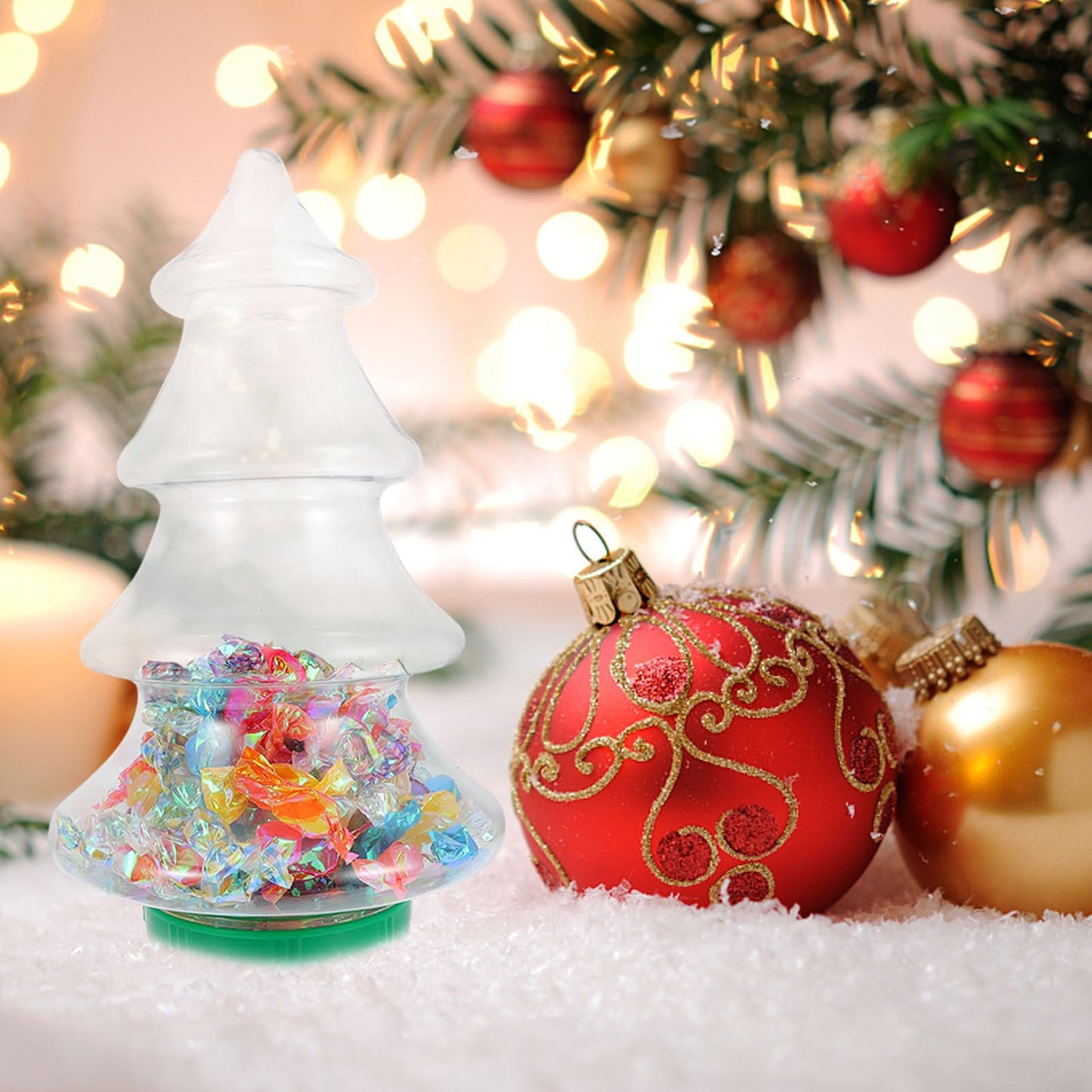 Abaodam Plastic Containers 2pcs Large Christmas Tree Container Christmas Tree Shaped Jar for Party Wedding Party Supplies Favors Plastic Cookie Jar