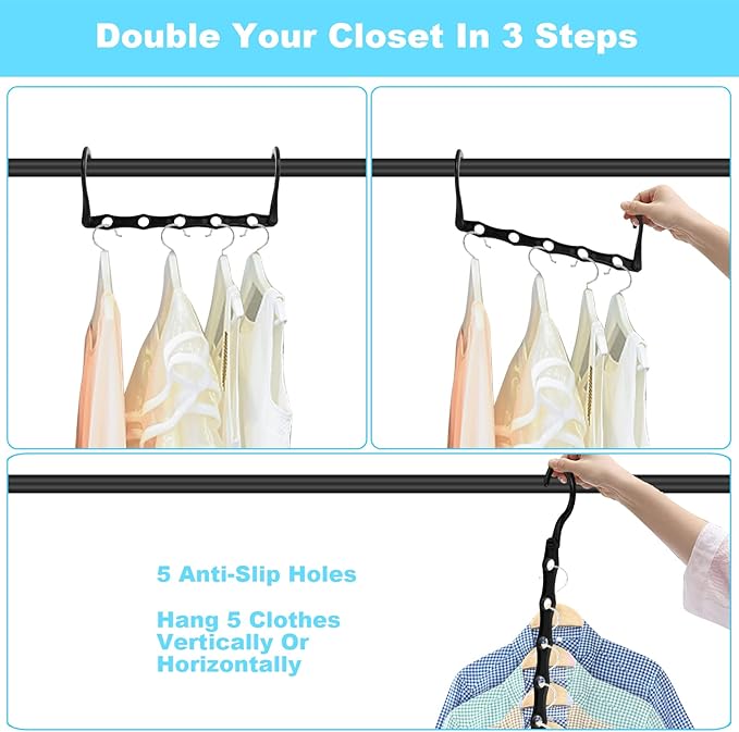 DUCOO 10 PCS Space Saving Hangers, 5-Hole Magic Hangers