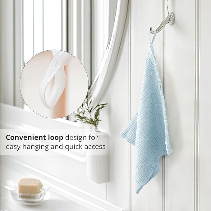 Konssy 7-Pack Ultra Soft Muslin Cotton Face Wash Cloths, Reusable Absorbent