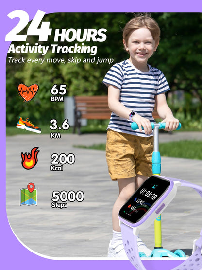 Butele Kids Smart Watch Girls Boys, Smart Girls Watch for Kids Smart Watch Gifts for 4-16 Years Old with Sleep Mode Multiple Sports Modes Pedometer Birthday Gift for Boys Girls (Purple)