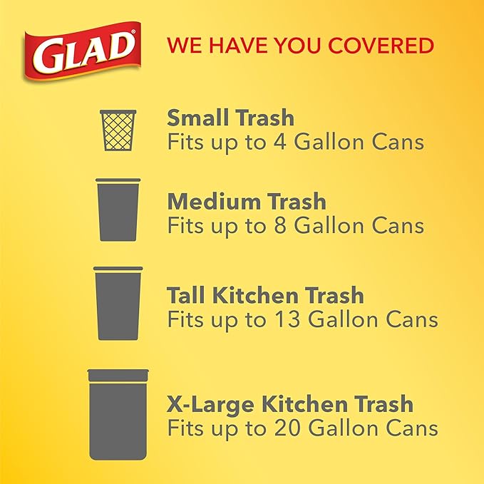 Glad Medium Trash Bags, 8 Gallon, Fragrance Free Garbage Bags