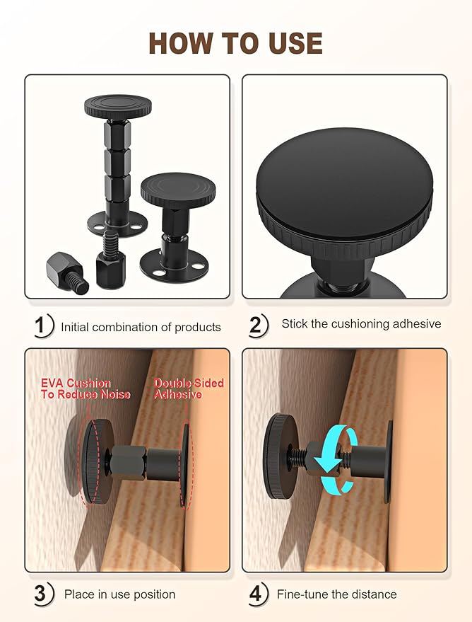 4PCS Adjustable Threaded Bed Frame Anti-Shake Tool, Upgraded Headboard stoppers