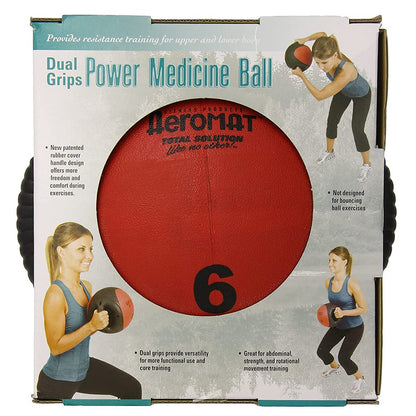 Aeromat Dual Grip Power Medicine Ball, 9cm/6-Pound, Black/Orange