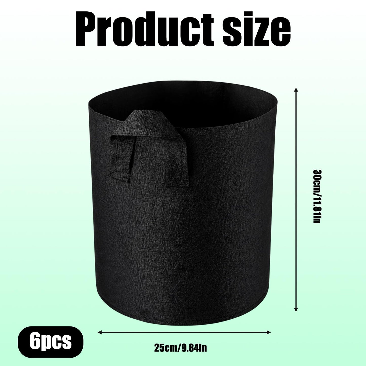6 Grow Bags, 5 Gallon Strawberry Planter and Potato Grow Bags, Non-Woven Fabric Plant Containers with Dual Handles, Garden Planting Solutions for Vegetables and Fruits, Durable and Breathable Design