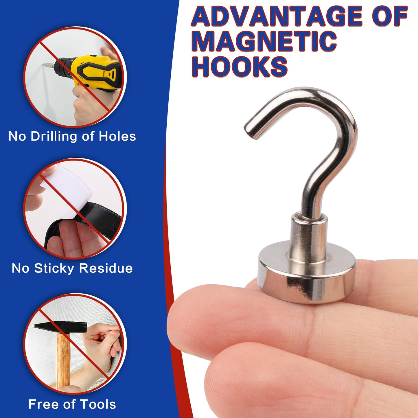 Junarter Magnetic Hooks,100 Pack Magnetic Hooks for Cruise Cabins, 25lbs Magnet Hooks, Strong Magnetic Hook Heavy Duty, Magnets with Hooks, Metal Magnetic Hook for Hanging, Refrigerator, Grill