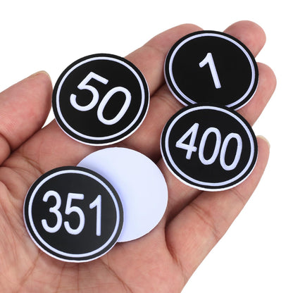 NumRealm 35mm ABS Plastic Round Table Numbers, Locker Cabinet Numbers Signage Tags Labels - Black 1 to 50