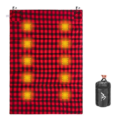 Heated Sleeping Bag pad, Heated Sleeping Bag Liner, 5 Heating Zones, Multi USB Power Supported, Operated by Battery Power Bank or Other USB Power Supply, Compact Bag Included.