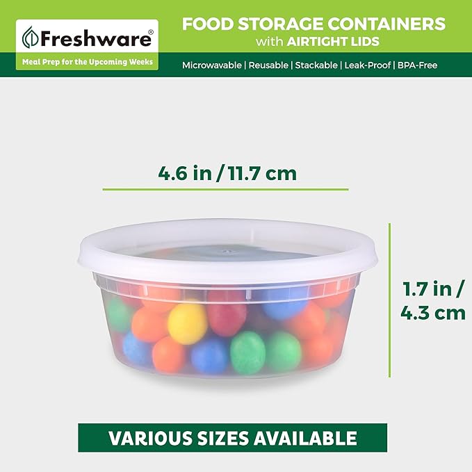 Freshware Food Storage Containers 8 oz Plastic Deli Containers
