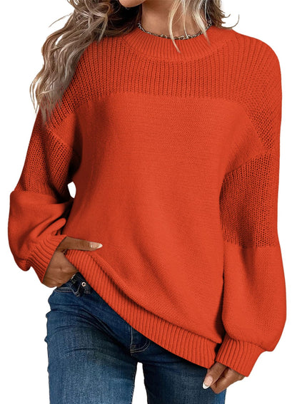 Dokotoo Women's Casual Long Sleeve Sweaters Loose Crewneck Knit Solid Pullover Sweater Jumper Tops