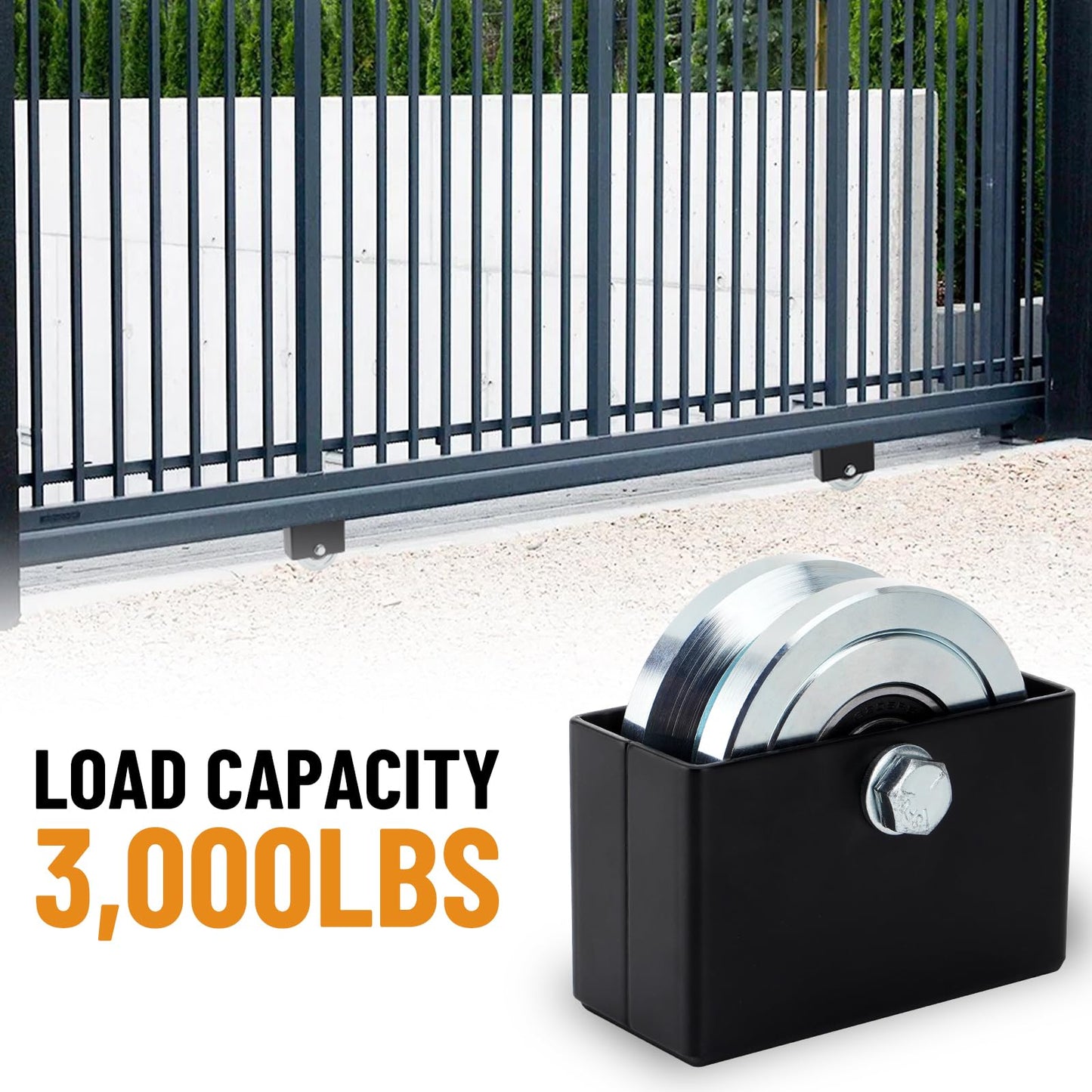 TRUCFUSION 4" V Groove Gate Wheel with Weld on Box, Solid Sliding Gate Wheels, Load Capacity 3000LBS Heavy Duty for Rolling Door Inverted V Tracks (2 Set)