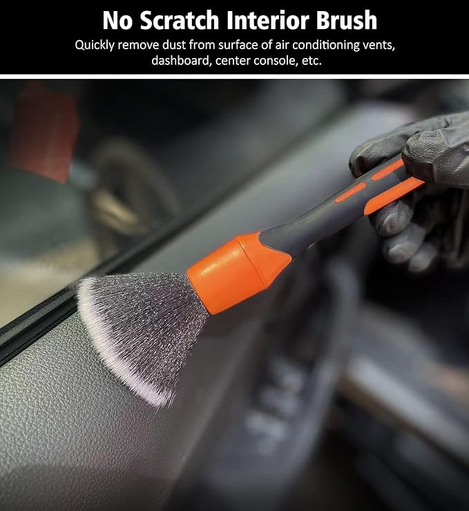 YeewayVeh 3pcs Car Detailing Brush Set, Boars Hair Detailing Brushes, Ultra