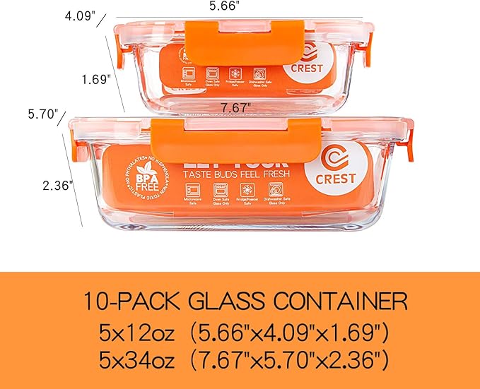 C CREST Glass Food Storage Containers