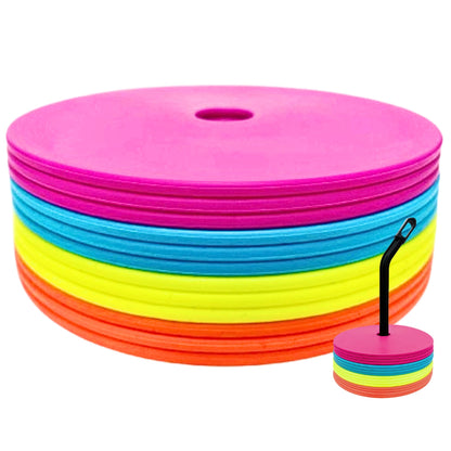 LEZER 6 Inch Flat Cones, Spot Markers, Soccer Cones, Field Court Markers, Sit Spots, Flat Discs, Soccer Training Equipment, Agility Practice, Football, Made in Taiwan, Set of 12