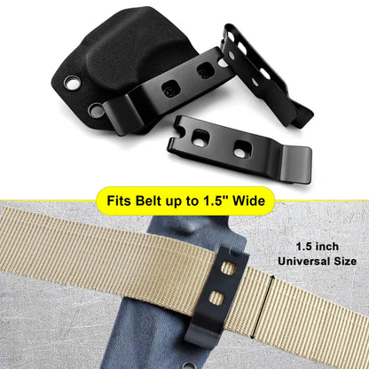 2-Pack Knife Sheath Belt Clip Holster Tactical Belt Buckle Kydex Belt Clip Universal Utility EDC Clip Camping Mag Pouches Sheath Tool with Screws for Holsters, Kydex Sheath, Metal Knife Clip
