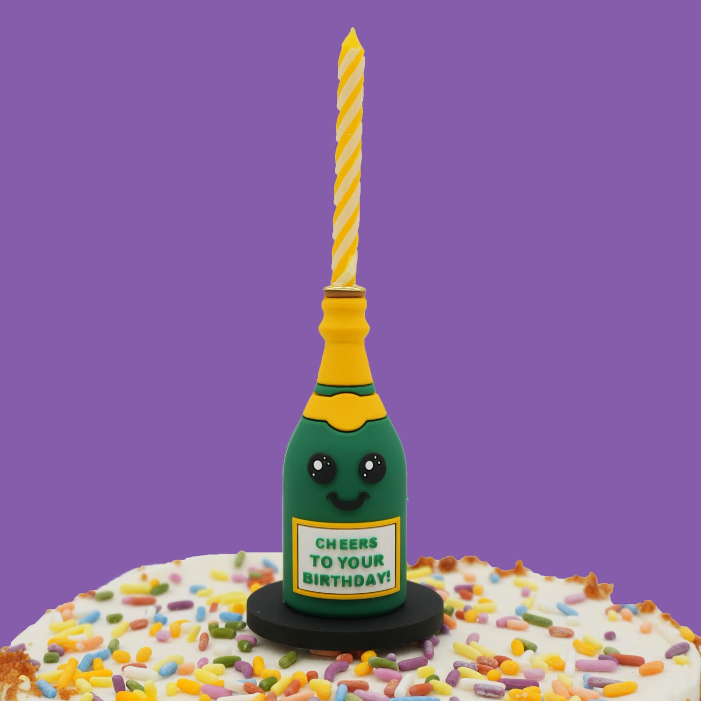 GOOFBALLS Funny Birthday Candle Holder – Humorous Party Decoration & Gag Gift – Quirky Cake Topper for Adults & Friends - Champagne