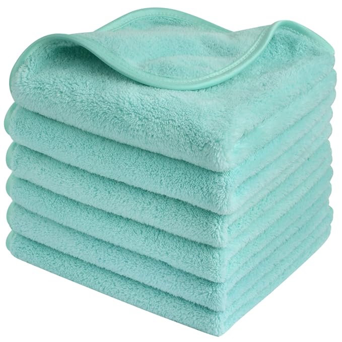 SINLAND Absorbent Coral Velvet Washcloth Ultra Soft Microfiber Face Towels 12 x
