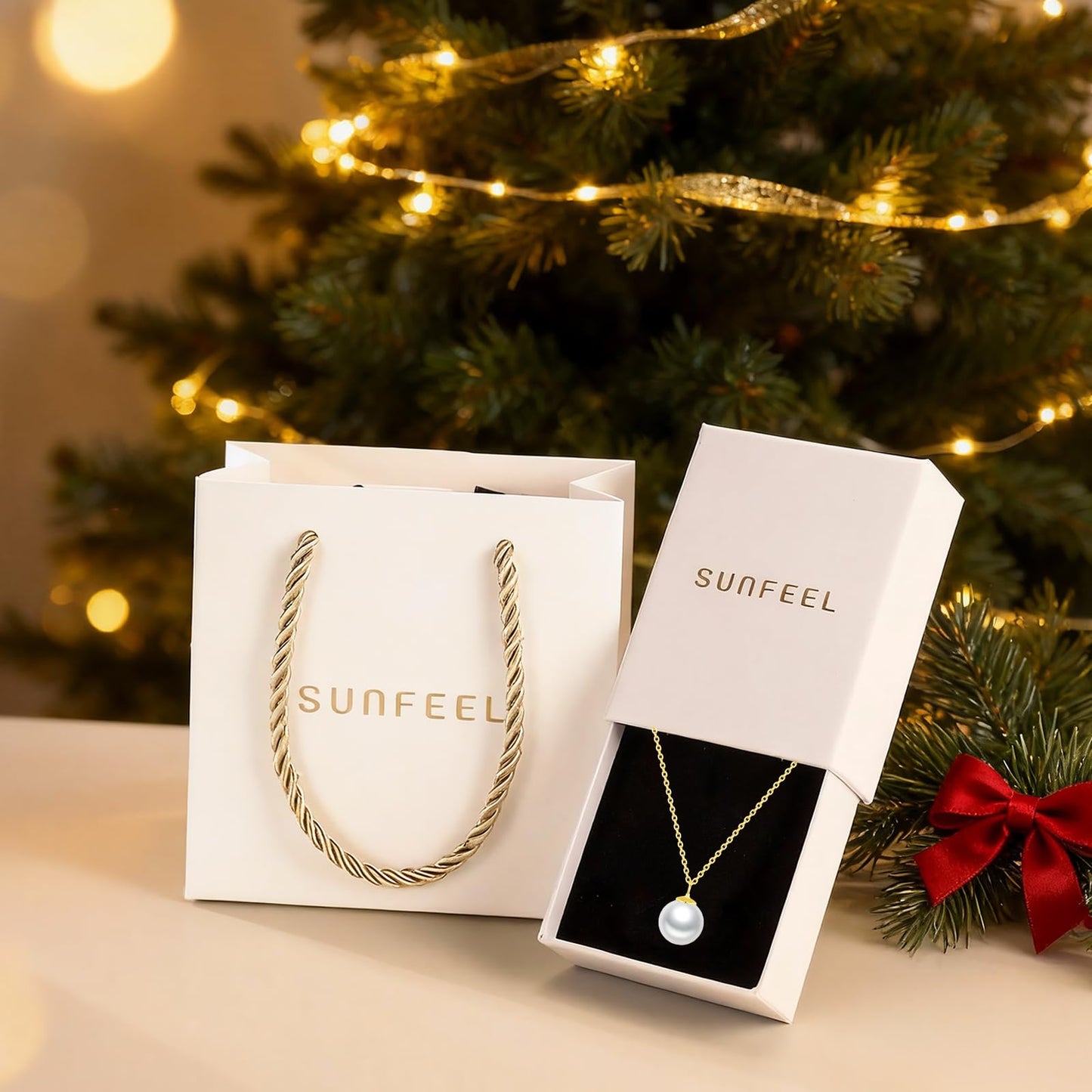 SUNFEEL 925 Sterling Silver Pearl Necklaces for women 14K Gold Plated 10MM Single Pearl Pendant Necklace Gifts for Her Mom Wife Girlfriend Engagement Wedding Birdal Christmas Trendy Jewelry