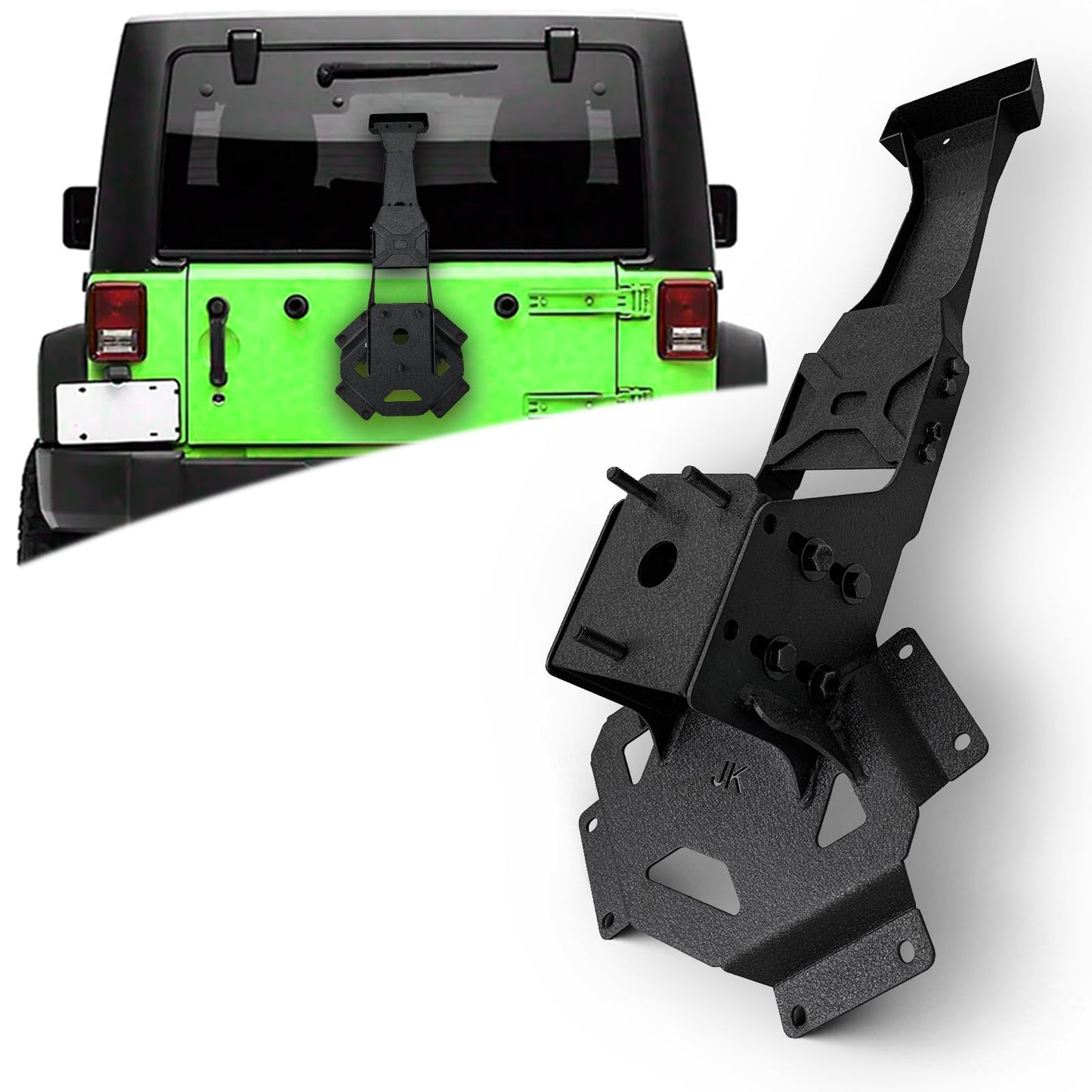 XOOKUN Spare Tire Bracket Fits 2007-2018 Jeep Wrangler JK with OEM Brake Light Mounting Bracket|Brake Light Not Included