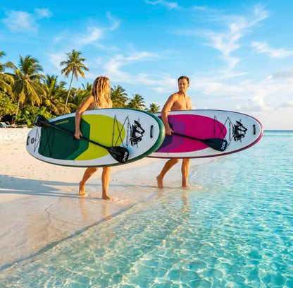 Roc Inflatable Stand Up Paddle Board 10' 6" with Premium SUP Paddle Board Accessories, Wide Stable Design, Non-Slip Comfort Deck for Youth & Adults (Lime W/Kayak Seat)