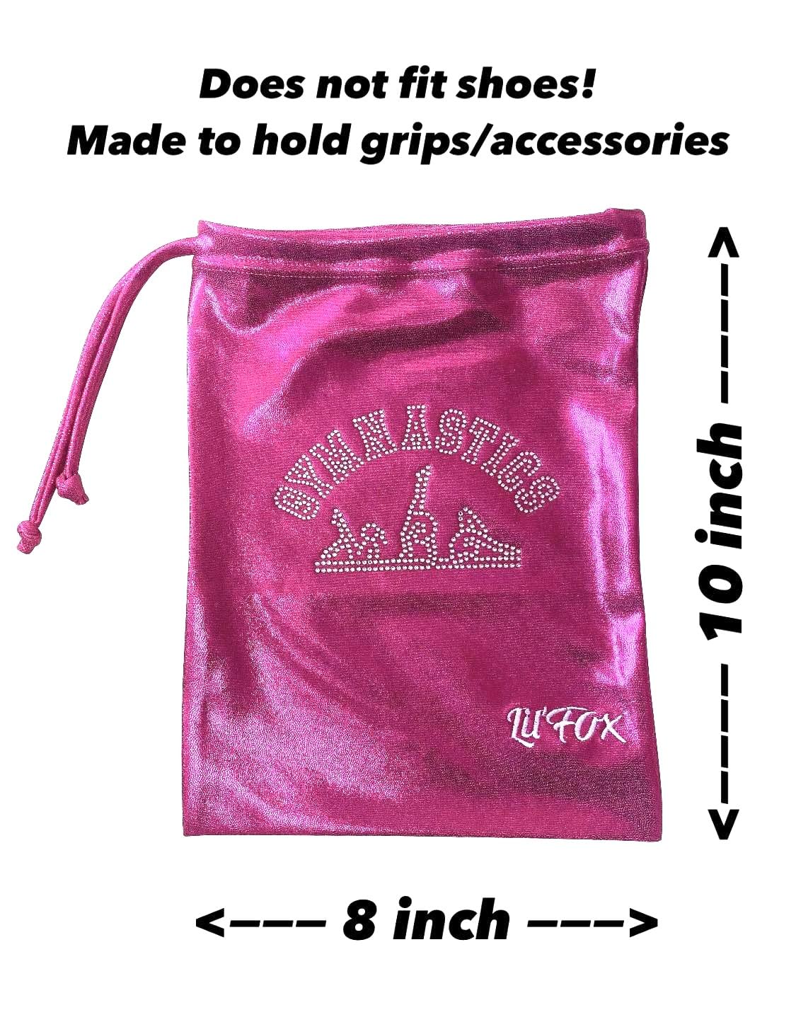 LIL'FOX 8"x10" Drawstring Gymnastics SMALL GRIP BAG 26x20cm - Lightweight Bag for Personal Equipment - Shiny Foil Rhinestones