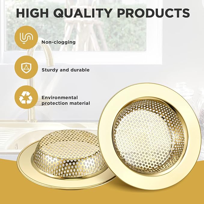 Retisee 2 Pcs Sink Strainer Stainless Steel Kitchen Sink Drain Strainer Basket