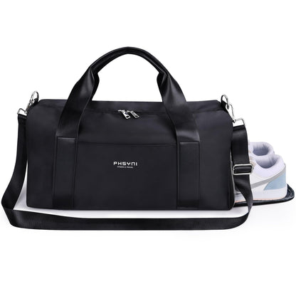 PHSYNI Gym Bag for Women with Shoe Compartment & Wet Pocket - Duffle Bag for Travel Sports Fitness Workout Athletic, 19“-Medium, Black