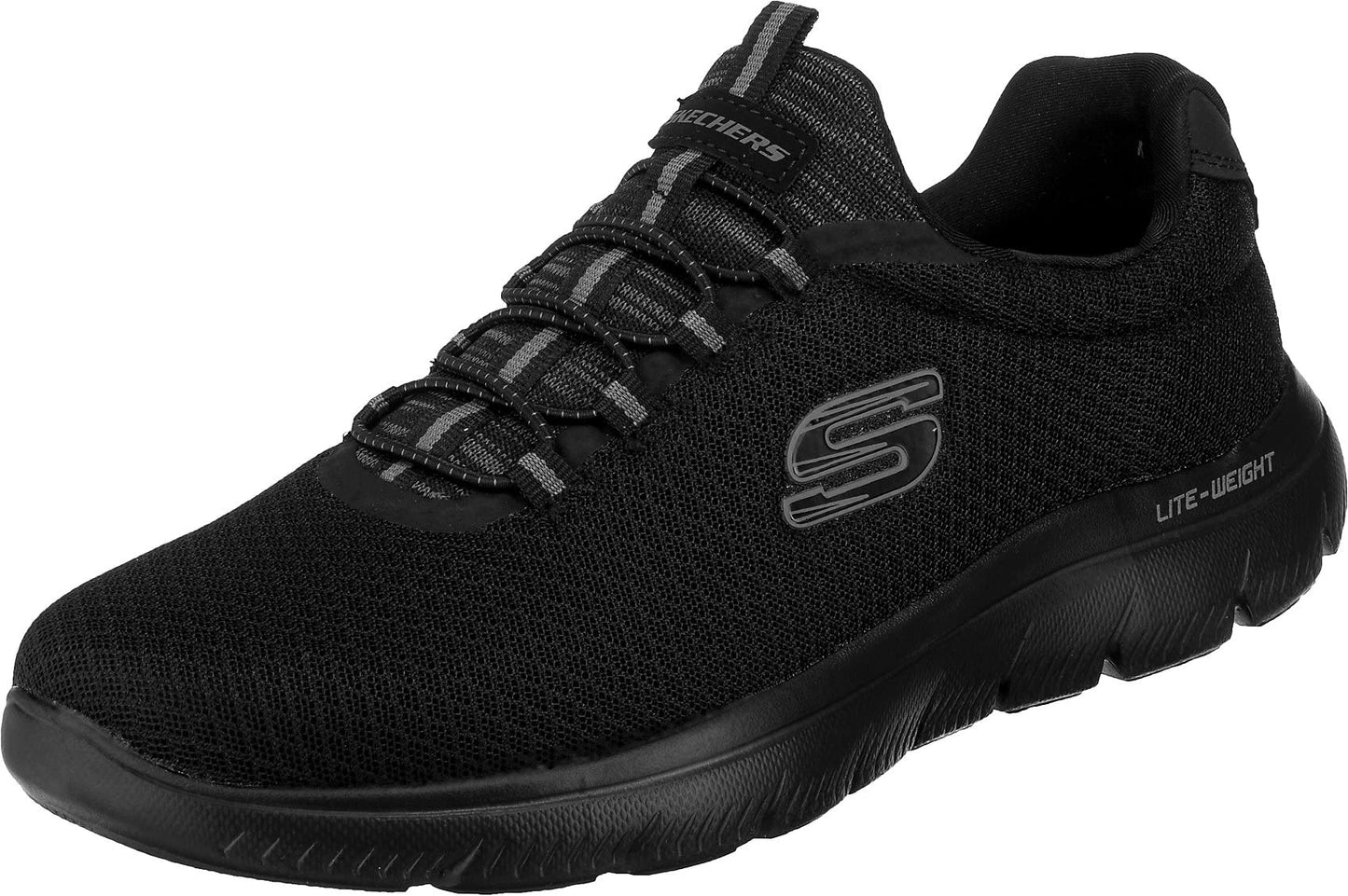 Skechers Men's Summits Trainers, Black Mesh Charcoal Trim, 12 UK