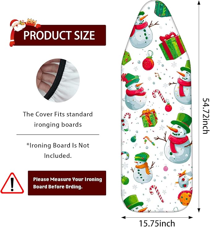 Nuxovilar Ironing Board Cover Winter Snowman Collage Pattern Polyester 15x54