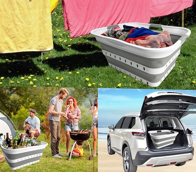SAMMART 42L Collapsible Plastic Laundry Basket